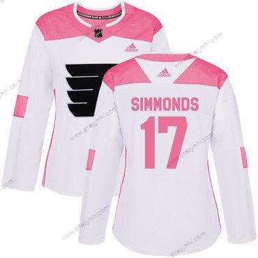 Adidas Philadelphia Flyers #17 Wayne Simmonds Bílý Růžový Autentické Sešitý NHL dres – Dámské