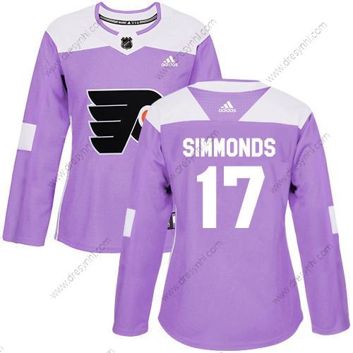 Adidas Philadelphia Flyers #17 Wayne Simmonds Nachový Autentické Bojuje proti rakovině Sešitý NHL dres – Dámské