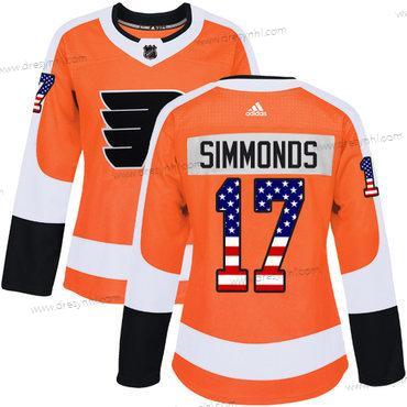 Adidas Philadelphia Flyers #17 Wayne Simmonds Oranžová Domácí dres Autentické USA Flag Sešitý NHL dres – Dámské