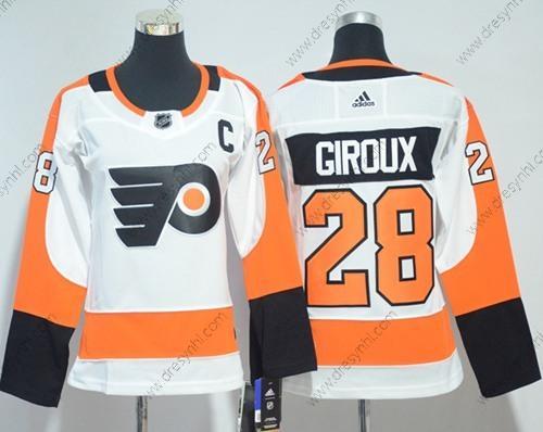 Adidas Philadelphia Flyers #28 Claude Giroux Bílý Road Autentické Sešitý NHL dres – Dámské