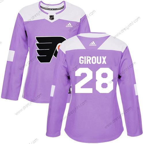 Adidas Philadelphia Flyers #28 Claude Giroux Nachový Autentické Bojuje proti rakovině Sešitý NHL dres – Dámské