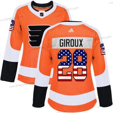 Adidas Philadelphia Flyers #28 Claude Giroux Oranžová Domácí dres Autentické USA Flag Sešitý NHL dres – Dámské