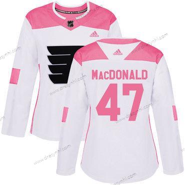 Adidas Philadelphia Flyers #47 Andrew Macdonald Bílý Růžový Autentické Sešitý NHL dres – Dámské