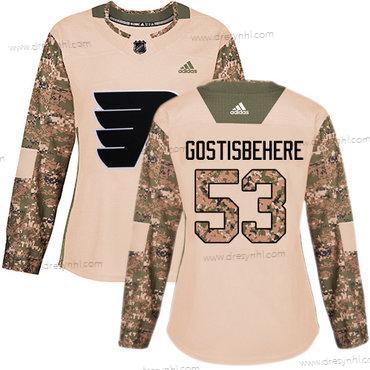 Adidas Philadelphia Flyers #53 Shayne Gostisbehere Camo Autentické 2017 Veterans Day Sešitý NHL dres – Dámské