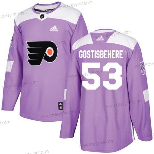 Adidas Philadelphia Flyers #53 Shayne Gostisbehere Nachový Autentické Bojuje proti rakovině Sešitý NHL dres – Pánské