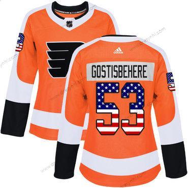 Adidas Philadelphia Flyers #53 Shayne Gostisbehere Oranžová Domácí dres Autentické USA Flag Sešitý NHL dres – Dámské