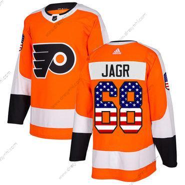 Adidas Philadelphia Flyers #68 Jaromir Jagr Oranžová Domácí dres Autentické USA Flag Sešitý NHL dres – Pánské