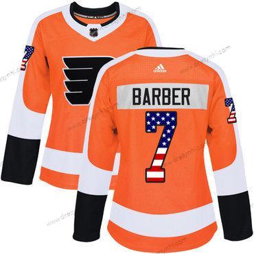 Adidas Philadelphia Flyers #7 Bill Barber Oranžová Domácí dres Autentické USA Flag Sešitý NHL dres – Dámské