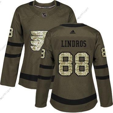 Adidas Philadelphia Flyers #88 Eric Lindros Zelená Salute to Service Sešitý NHL dres – Dámské