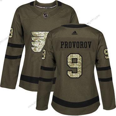 Adidas Philadelphia Flyers #9 Ivan Provorov Zelená Salute to Service Sešitý NHL dres – Dámské