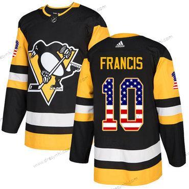 Adidas Pittsburgh Penguins #10 Ron Francis Černá Domácí dres Autentické USA Flag Sešitý NHL dres – Pánské