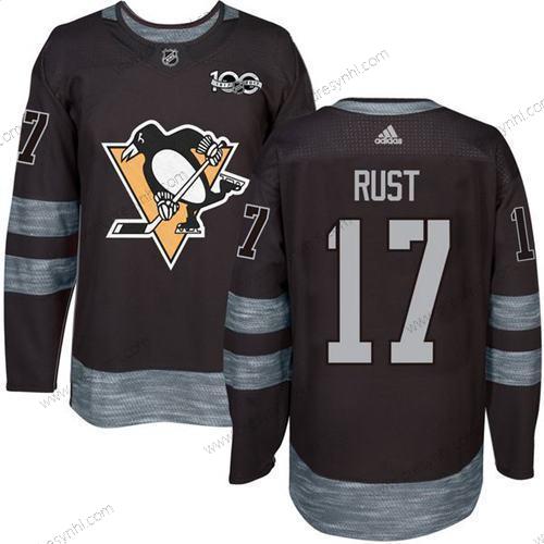 Adidas Pittsburgh Penguins #17 Bryan Rust Černá 100th Výročí Sešitý NHL 2017 Hokejový dres – Pánské