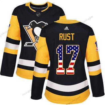 Adidas Pittsburgh Penguins #17 Bryan Rust Černá Domácí dres Autentické USA Flag Sešitý NHL dres – Dámské