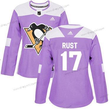 Adidas Pittsburgh Penguins #17 Bryan Rust Nachový Autentické Bojuje proti rakovině Sešitý NHL dres – Dámské