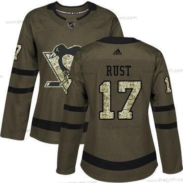 Adidas Pittsburgh Penguins #17 Bryan Rust Zelená Salute to Service Sešitý NHL dres – Dámské