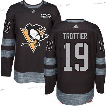 Adidas Pittsburgh Penguins #19 Bryan Trottier Černá 100th Výročí Sešitý NHL 2017 Hokejový dres – Pánské