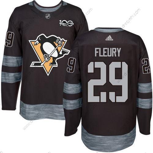 Adidas Pittsburgh Penguins #29 Marc-Andre Fleury Černá 100th Výročí Sešitý NHL 2017 Hokejový dres – Pánské