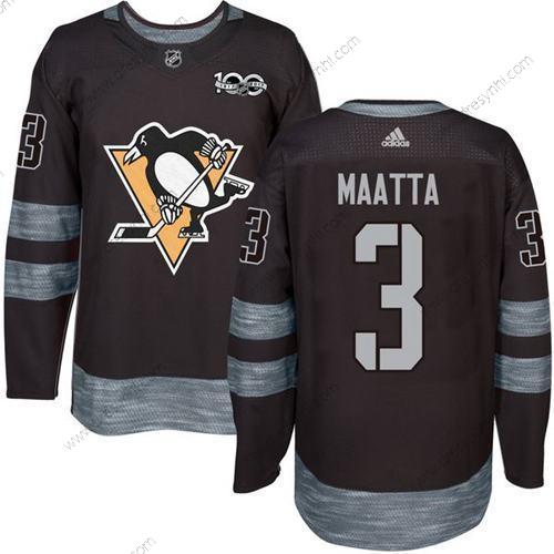 Adidas Pittsburgh Penguins #3 Olli Maatta Černá 100th Výročí Sešitý NHL 2017 Hokejový dres – Pánské