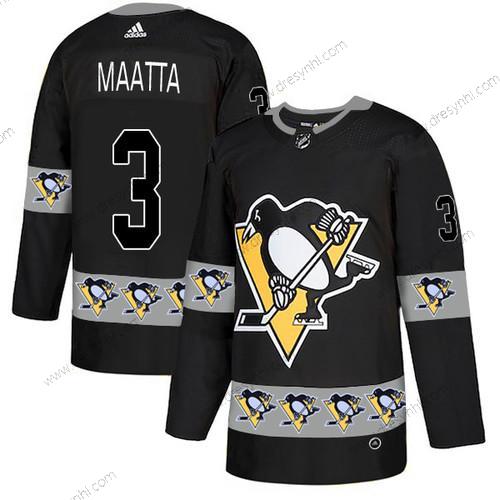 Adidas Pittsburgh Penguins #3 Olli Maatta Černá Tým Logos dres – Pánské