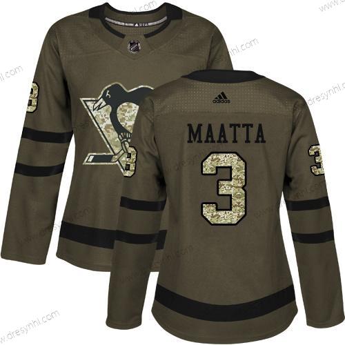 Adidas Pittsburgh Penguins #3 Olli Maatta Zelená Salute to Service Sešitý NHL dres – Dámské