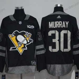 Adidas Pittsburgh Penguins #30 Matt Murray Černá 100th Výročí Sešitý NHL 2017 Hokejový dres – Pánské