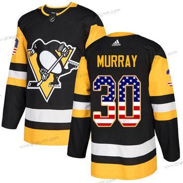 Adidas Pittsburgh Penguins #30 Matt Murray Černá Domácí dres Autentické USA Flag Sešitý NHL dres – Pánské