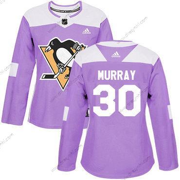 Adidas Pittsburgh Penguins #30 Matt Murray Nachový Autentické Bojuje proti rakovině Sešitý NHL dres – Dámské