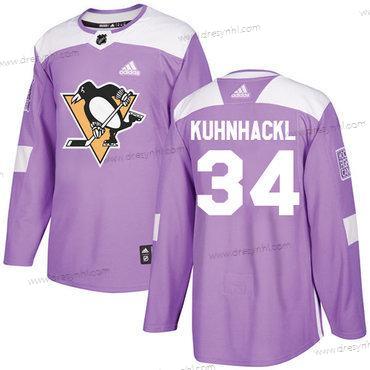 Adidas Pittsburgh Penguins #34 Tom Kuhnhackl Nachový Autentické Bojuje proti rakovině Sešitý NHL dres – Pánské