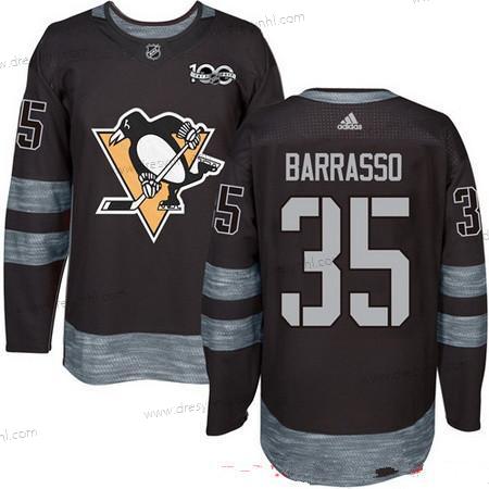 Adidas Pittsburgh Penguins #35 Tom Barrasso Černá 100th Výročí Sešitý NHL 2017 Hokejový dres – Pánské