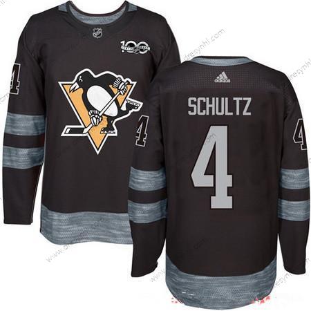 Adidas Pittsburgh Penguins #4 Justin Schultz Černá 100th Výročí Sešitý NHL 2017 Hokejový dres – Pánské