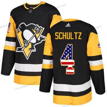 Adidas Pittsburgh Penguins #4 Justin Schultz Černá Domácí dres Autentické USA Flag Sešitý NHL dres – Pánské