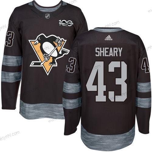 Adidas Pittsburgh Penguins #43 Conor Sheary Černá 100th Výročí Sešitý NHL 2017 Hokejový dres – Pánské