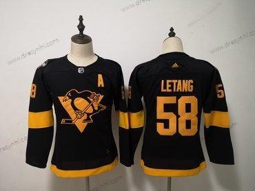 Adidas Pittsburgh Penguins 58 Kris Letang Černá 2019 NHL Stadium Series dres – Dámské