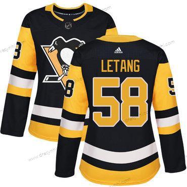 Adidas Pittsburgh Penguins #58 Kris Letang Černá Domácí dres Autentické Sešitý NHL dres – Dámské