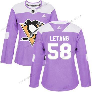 Adidas Pittsburgh Penguins #58 Kris Letang Nachový Autentické Bojuje proti rakovině Sešitý NHL dres – Dámské