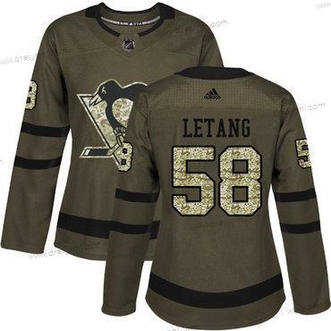 Adidas Pittsburgh Penguins #58 Kris Letang Zelená Salute to Service Sešitý NHL dres – Dámské