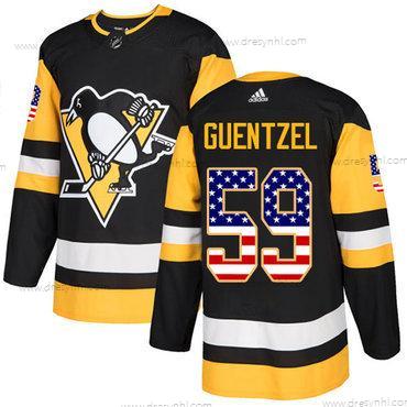 Adidas Pittsburgh Penguins #59 Jake Guentzel Černá Domácí dres Autentické USA Flag Sešitý NHL dres – Pánské