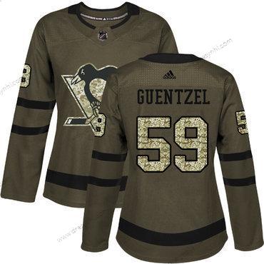 Adidas Pittsburgh Penguins #59 Jake Guentzel Zelená Salute to Service Sešitý NHL dres – Dámské