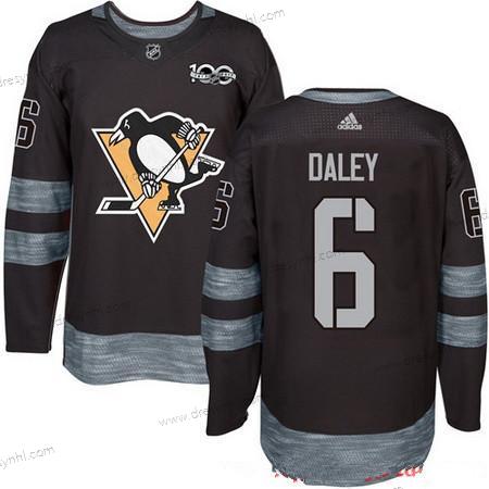 Adidas Pittsburgh Penguins #6 Trevor Daley Černá 100th Výročí Sešitý NHL 2017 Hokejový dres – Pánské