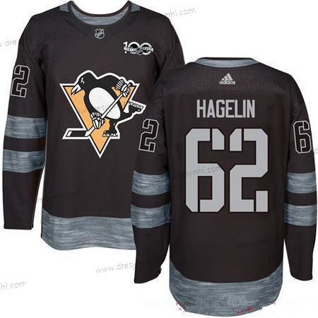 Adidas Pittsburgh Penguins #62 Carl Hagelin Černá 100th Výročí Sešitý NHL 2017 Hokejový dres – Pánské