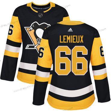 Adidas Pittsburgh Penguins #66 Mario Lemieux Černá Domácí dres Autentické Sešitý NHL dres – Dámské