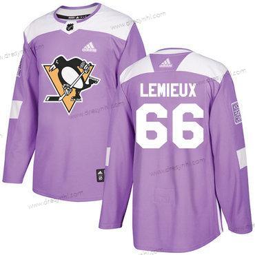 Adidas Pittsburgh Penguins #66 Mario Lemieux Nachový Autentické Bojuje proti rakovině Sešitý NHL dres – Pánské