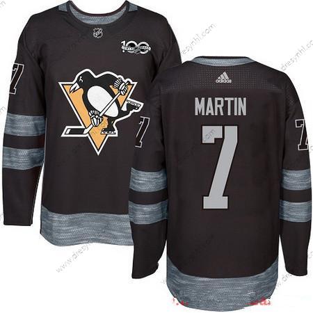 Adidas Pittsburgh Penguins #7 Paul Martin Černá 100th Výročí Sešitý NHL 2017 Hokejový dres – Pánské