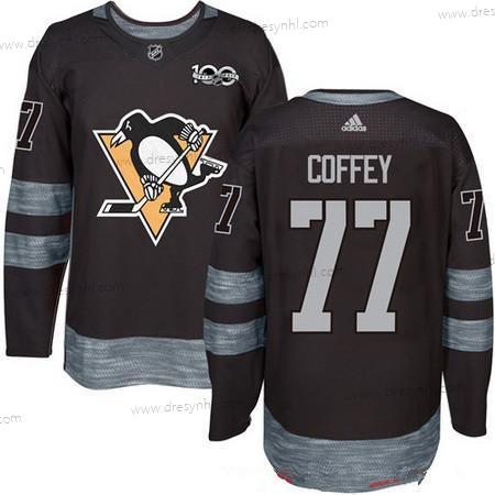 Adidas Pittsburgh Penguins #77 Paul Coffey Černá 100th Výročí Sešitý NHL 2017 Hokejový dres – Pánské