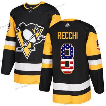 Adidas Pittsburgh Penguins #8 Mark Recchi Černá Domácí dres Autentické USA Flag Sešitý NHL dres – Pánské