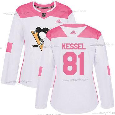 Adidas Pittsburgh Penguins #81 Phil Kessel Bílý Růžový Autentické Sešitý NHL dres – Dámské