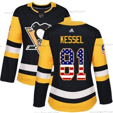 Adidas Pittsburgh Penguins #81 Phil Kessel Černá Domácí dres Autentické USA Flag Sešitý NHL dres – Dámské