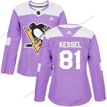 Adidas Pittsburgh Penguins #81 Phil Kessel Nachový Autentické Bojuje proti rakovině Sešitý NHL dres – Dámské