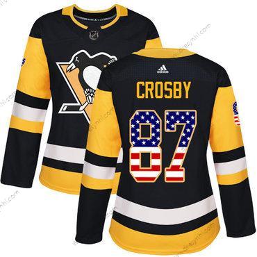 Adidas Pittsburgh Penguins #87 Sidney Crosby Černá Domácí dres Autentické USA Flag Sešitý NHL dres – Dámské