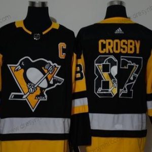 Adidas Pittsburgh Penguins #87 Sidney Crosby Černá With Tým Logo Sešitý NHL dres – Pánské